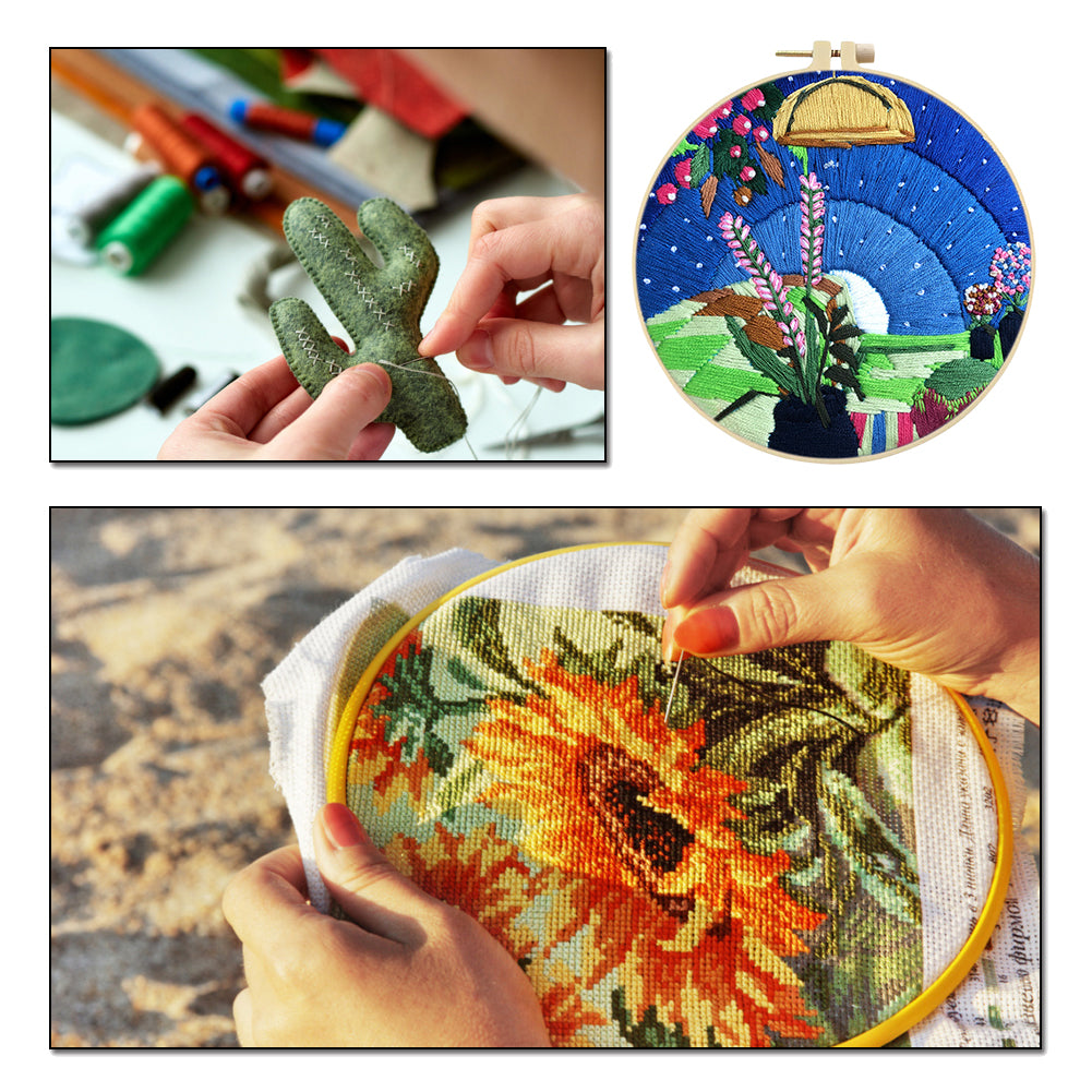 The Borrowers - DIY Embroidery Cross Stitch Kit with Pattern Cotton Threads Needles Hoop 25x25CM/9.84x9.84in