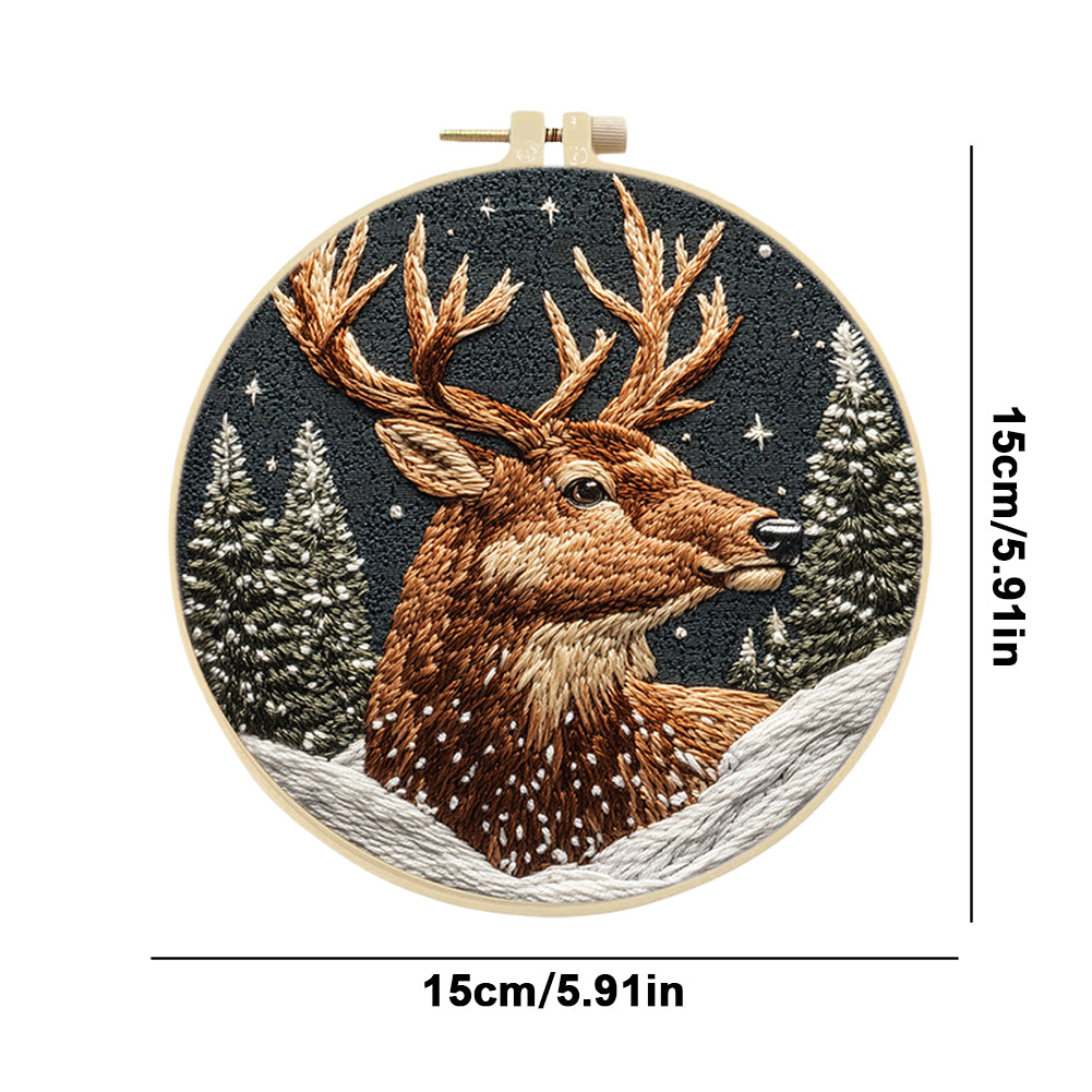Deer-Like Horse - DIY Embroidery Cross Stitch Kit with Pattern Cotton Threads Needles Hoop 30x30CM/11.81x11.81in