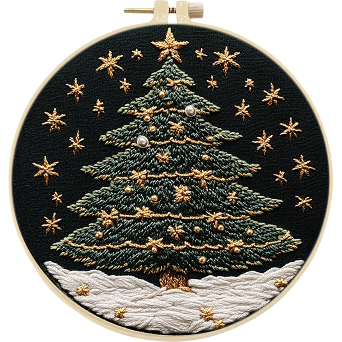 Christmas Tree - DIY Embroidery Cross Stitch Kit with Pattern Cotton Threads Needles Hoop 30x30CM/11.81x11.81in