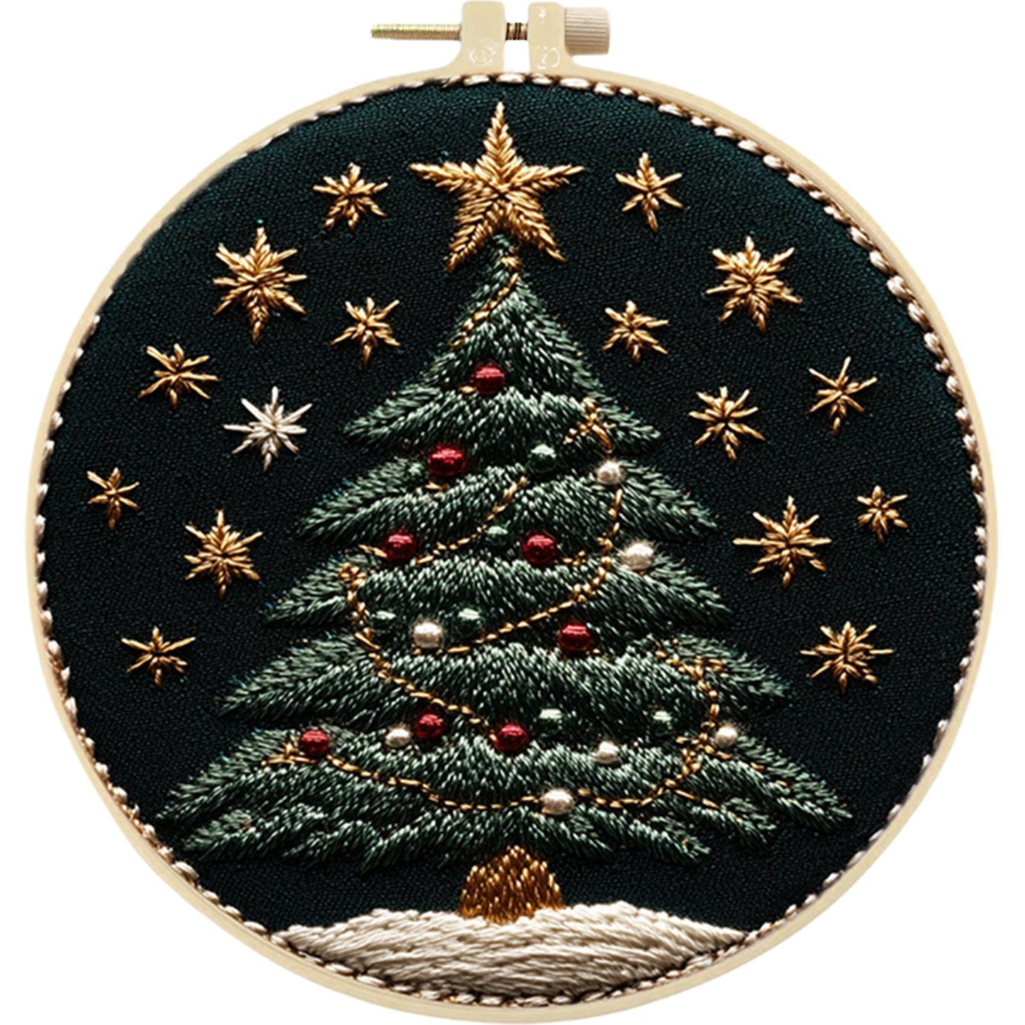 Shining Christmas - DIY Embroidery Cross Stitch Kit with Pattern Cotton Threads Needles Hoop 30x30CM/11.81x11.81in