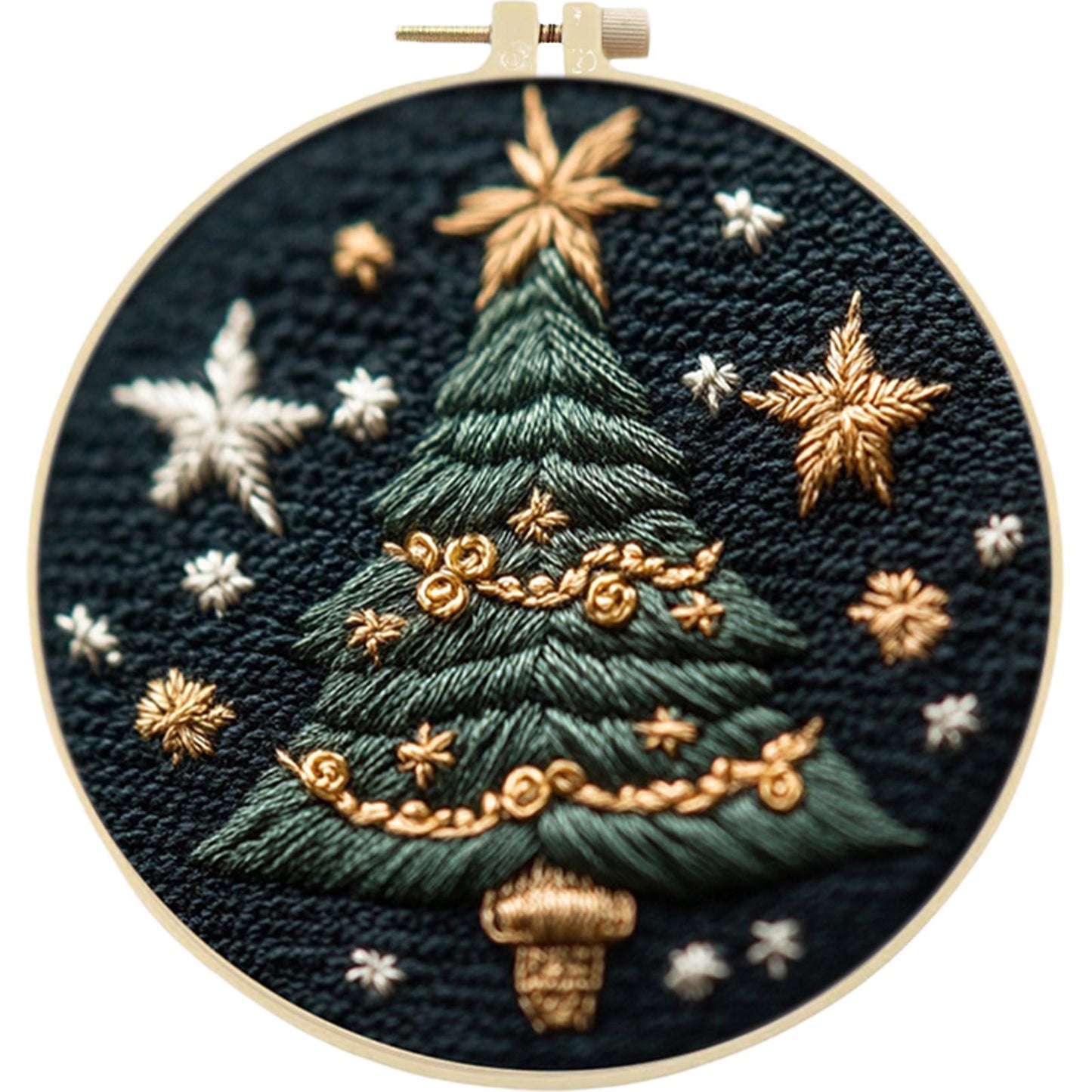Little Christmas Tree - DIY Embroidery Cross Stitch Kit with Pattern Cotton Threads Needles Hoop 30x30CM/11.81x11.81in