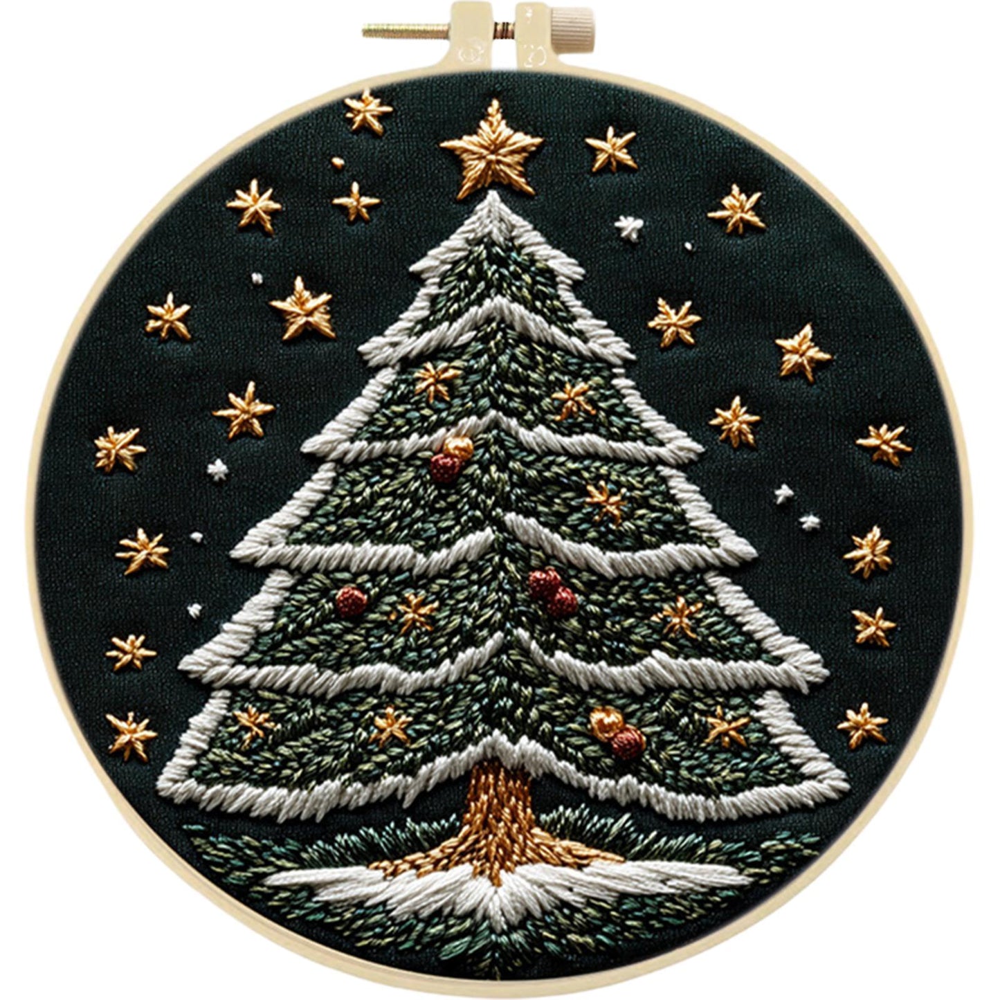 Star Christmas Tree - DIY Embroidery Cross Stitch Kit with Pattern Cotton Threads Needles Hoop 30x30CM/11.81x11.81in
