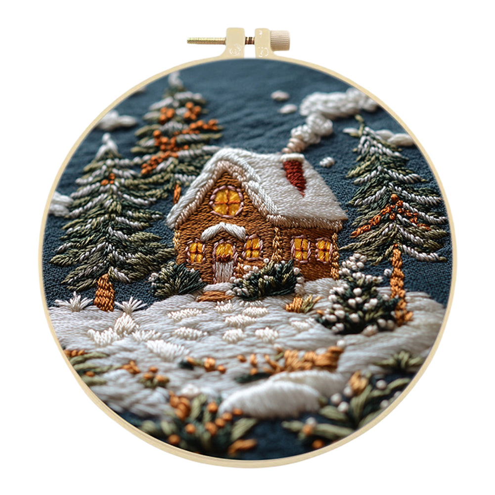 Warm Night - DIY Embroidery Cross Stitch Kit with Pattern Cotton Threads Needles Hoop 30x30CM/11.81x11.81in