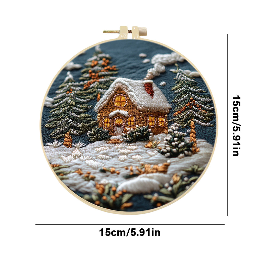 Warm Night - DIY Embroidery Cross Stitch Kit with Pattern Cotton Threads Needles Hoop 30x30CM/11.81x11.81in