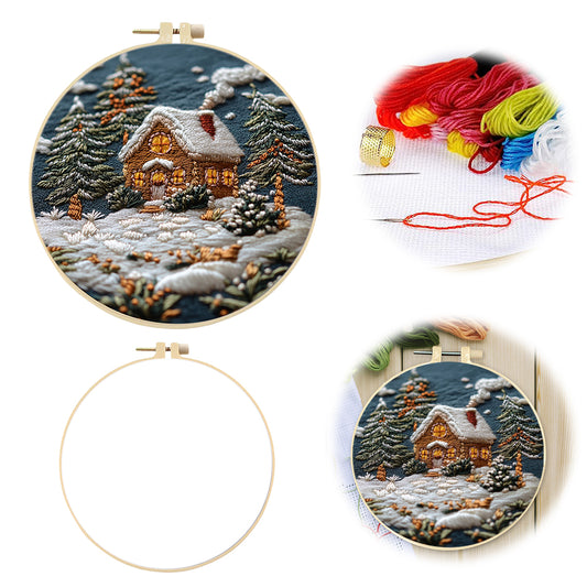 Warm Night - DIY Embroidery Cross Stitch Kit with Pattern Cotton Threads Needles Hoop 30x30CM/11.81x11.81in