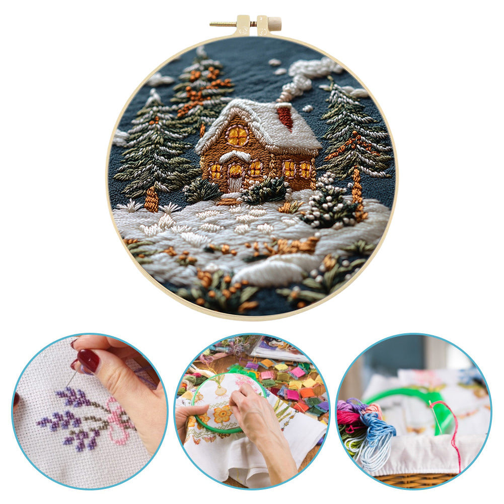 Warm Night - DIY Embroidery Cross Stitch Kit with Pattern Cotton Threads Needles Hoop 30x30CM/11.81x11.81in