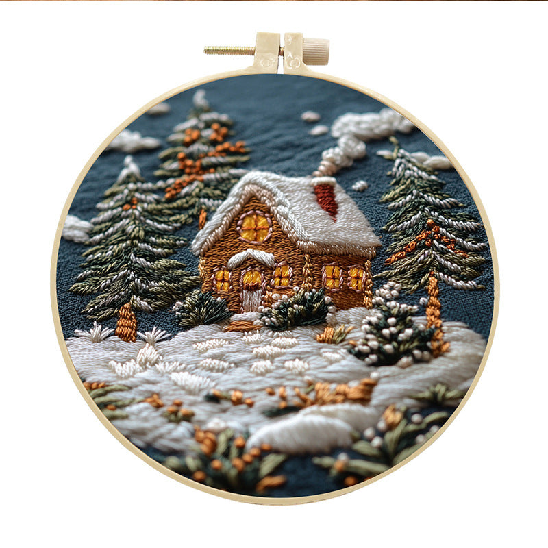 Warm Night - DIY Embroidery Cross Stitch Kit with Pattern Cotton Threads Needles Hoop 30x30CM/11.81x11.81in