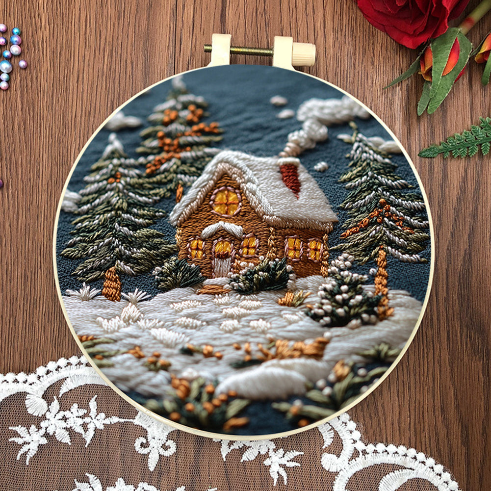Warm Night - DIY Embroidery Cross Stitch Kit with Pattern Cotton Threads Needles Hoop 30x30CM/11.81x11.81in