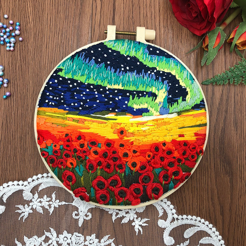A Riot Of Colour - DIY Embroidery Cross Stitch Kit with Pattern Cotton Threads Needles Hoop 30x30CM/11.81x11.81in