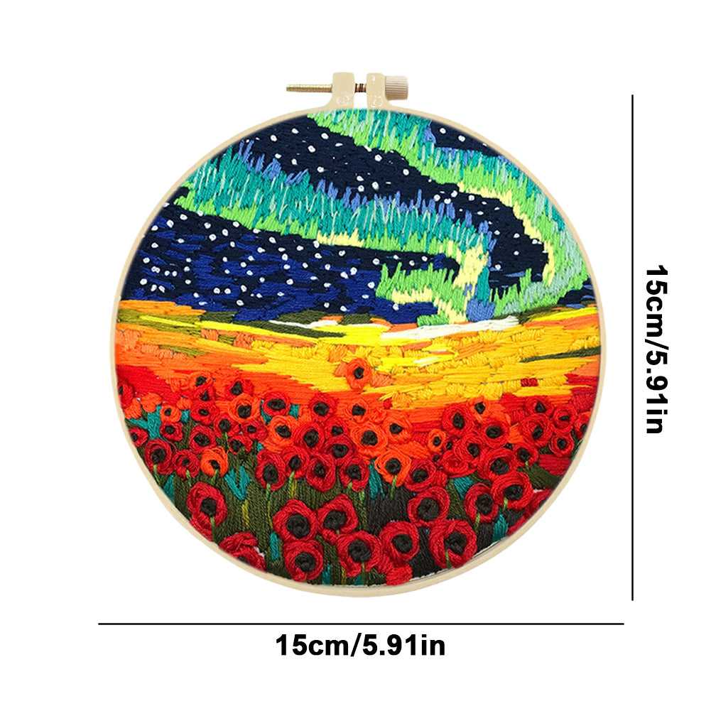 A Riot Of Colour - DIY Embroidery Cross Stitch Kit with Pattern Cotton Threads Needles Hoop 30x30CM/11.81x11.81in