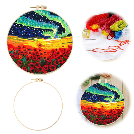 A Riot Of Colour - DIY Embroidery Cross Stitch Kit with Pattern Cotton Threads Needles Hoop 30x30CM/11.81x11.81in