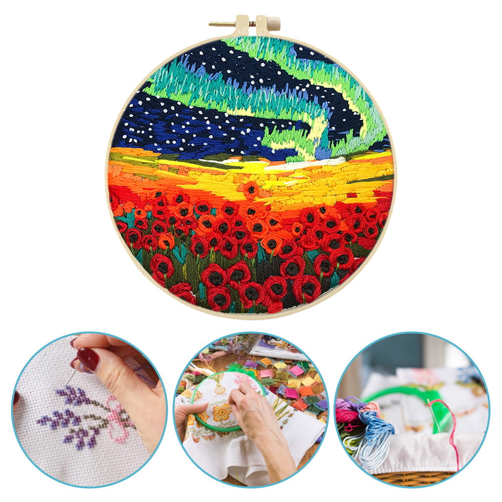 A Riot Of Colour - DIY Embroidery Cross Stitch Kit with Pattern Cotton Threads Needles Hoop 30x30CM/11.81x11.81in