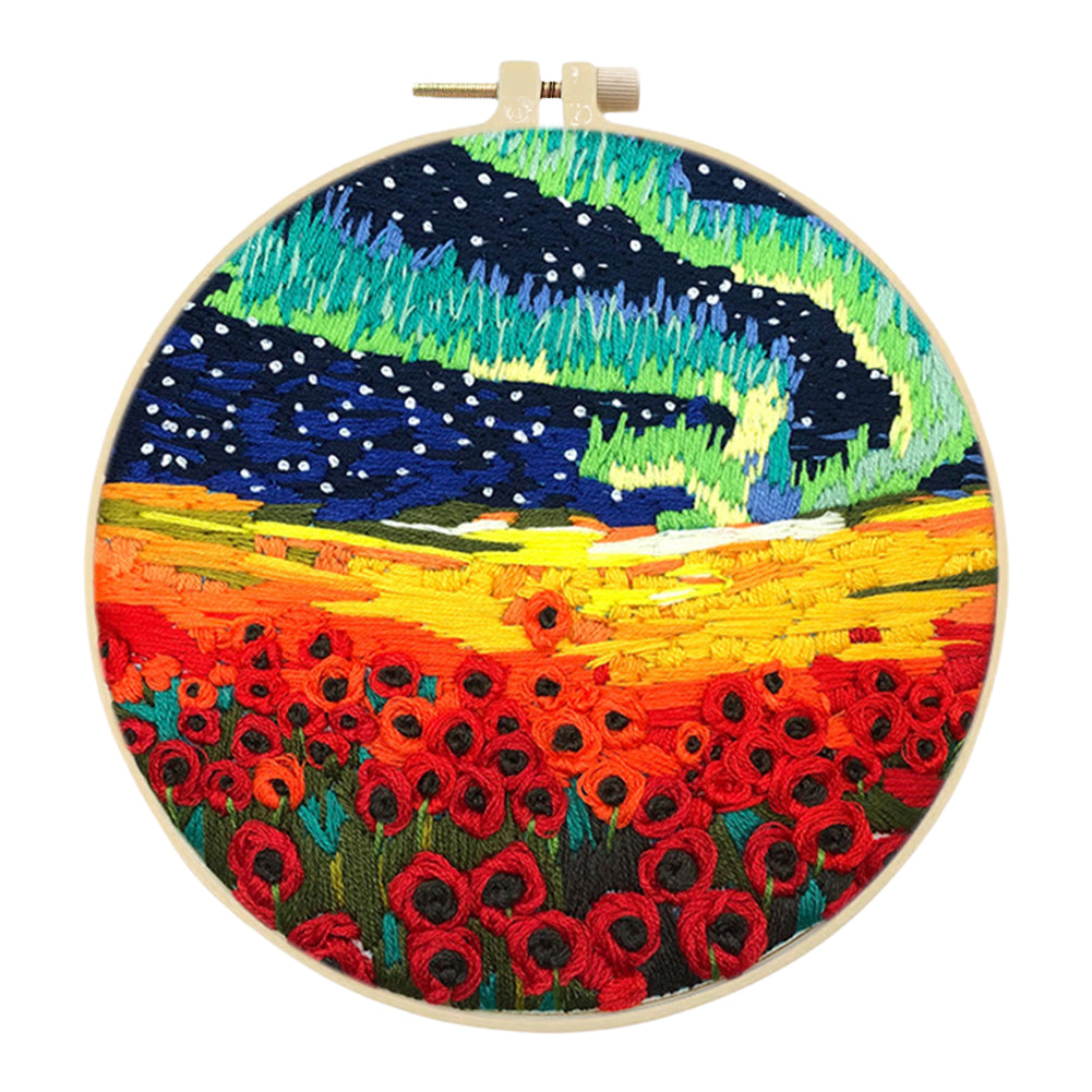 A Riot Of Colour - DIY Embroidery Cross Stitch Kit with Pattern Cotton Threads Needles Hoop 30x30CM/11.81x11.81in