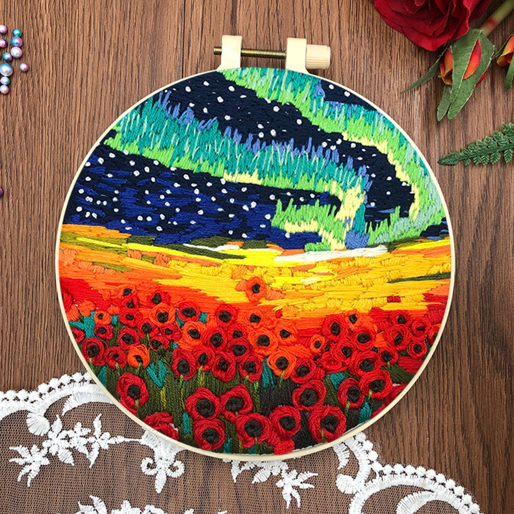 A Riot Of Colour - DIY Embroidery Cross Stitch Kit with Pattern Cotton Threads Needles Hoop 30x30CM/11.81x11.81in