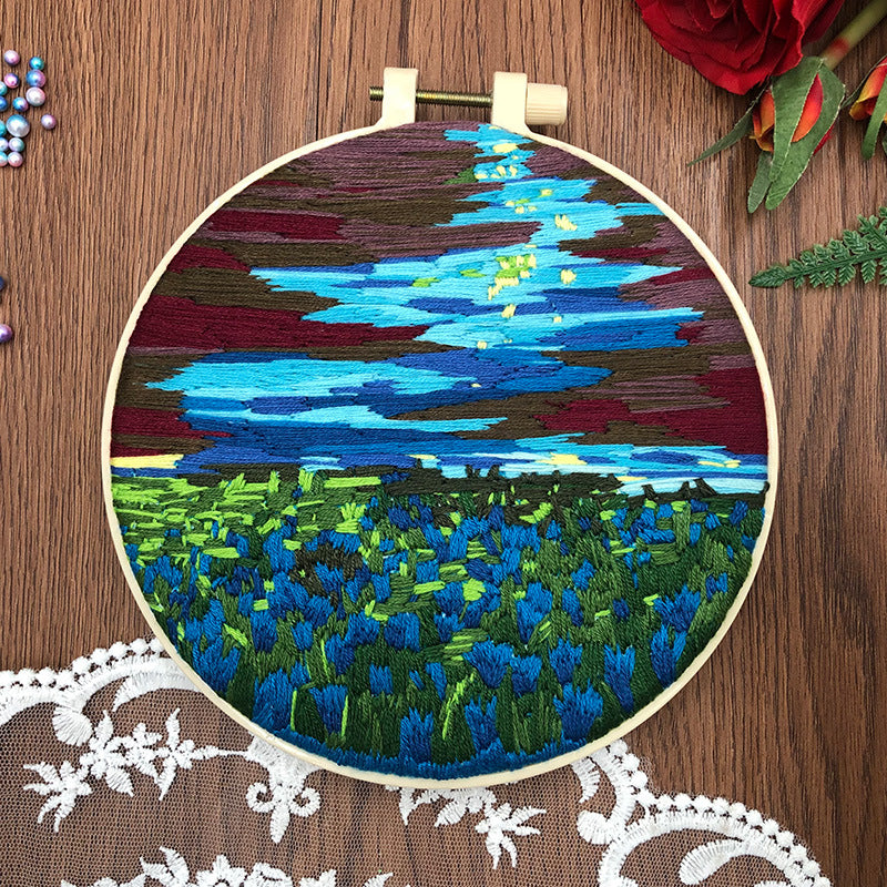 Birds Singing In Spring - DIY Embroidery Cross Stitch Kit with Pattern Cotton Threads Needles Hoop 30x30CM/11.81x11.81in
