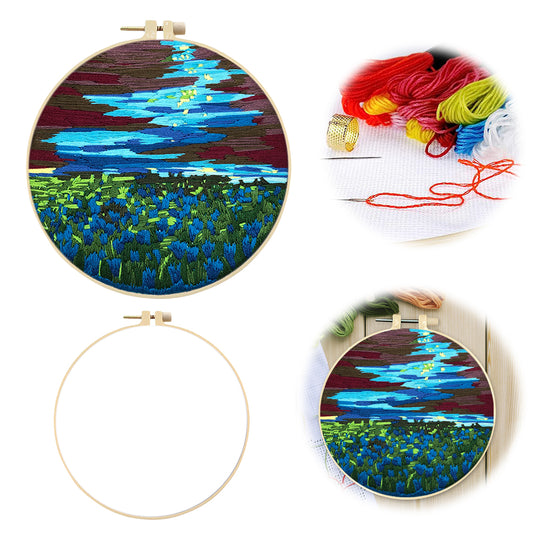 Birds Singing In Spring - DIY Embroidery Cross Stitch Kit with Pattern Cotton Threads Needles Hoop 30x30CM/11.81x11.81in
