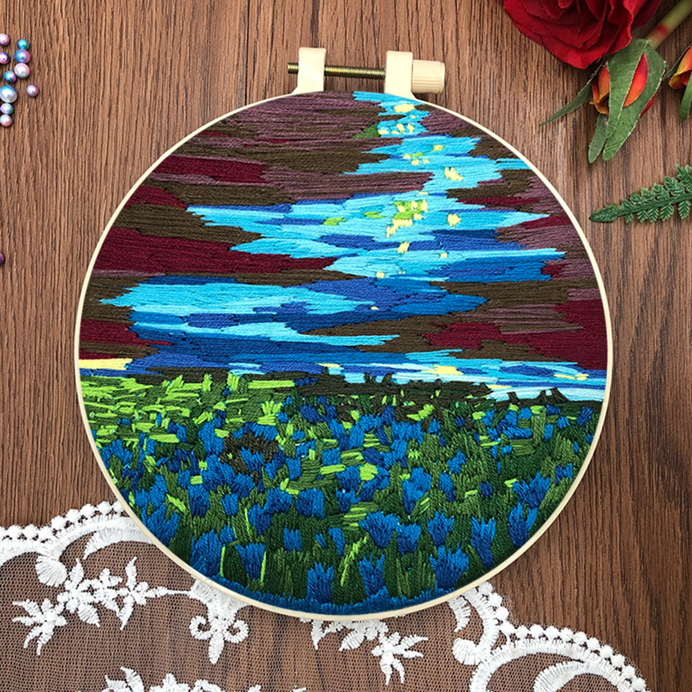 Birds Singing In Spring - DIY Embroidery Cross Stitch Kit with Pattern Cotton Threads Needles Hoop 30x30CM/11.81x11.81in