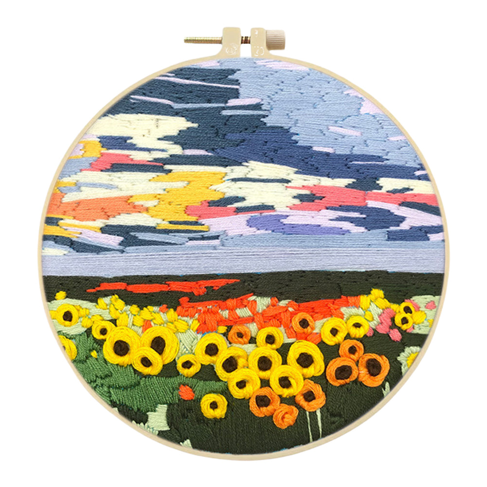 Pleasant Weather - DIY Embroidery Cross Stitch Kit with Pattern Cotton Threads Needles Hoop 30x30CM/11.81x11.81in