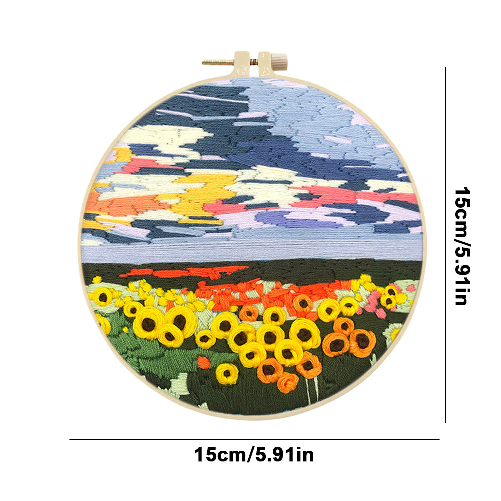 Pleasant Weather - DIY Embroidery Cross Stitch Kit with Pattern Cotton Threads Needles Hoop 30x30CM/11.81x11.81in