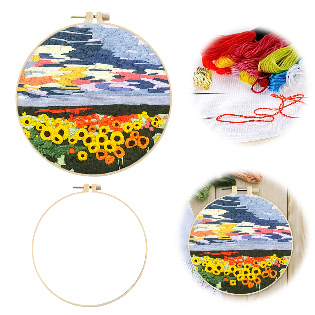 Pleasant Weather - DIY Embroidery Cross Stitch Kit with Pattern Cotton Threads Needles Hoop 30x30CM/11.81x11.81in