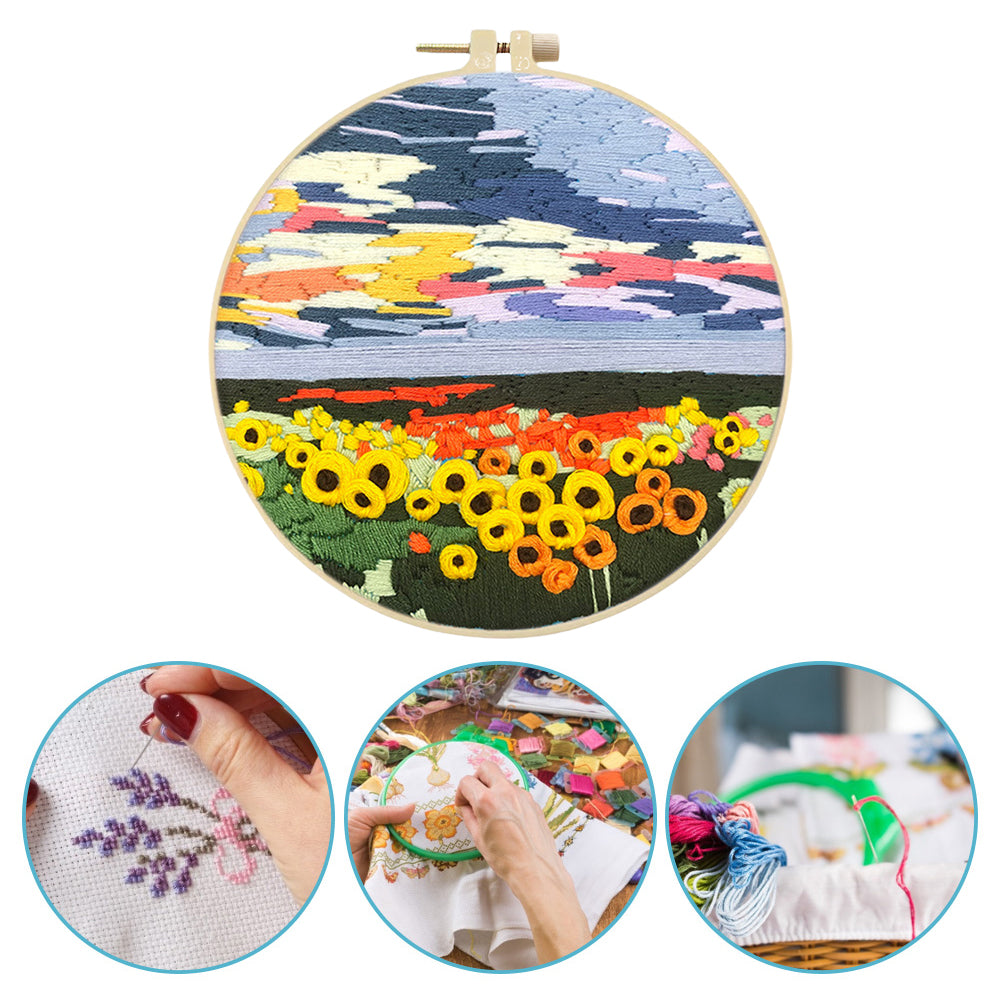 Pleasant Weather - DIY Embroidery Cross Stitch Kit with Pattern Cotton Threads Needles Hoop 30x30CM/11.81x11.81in