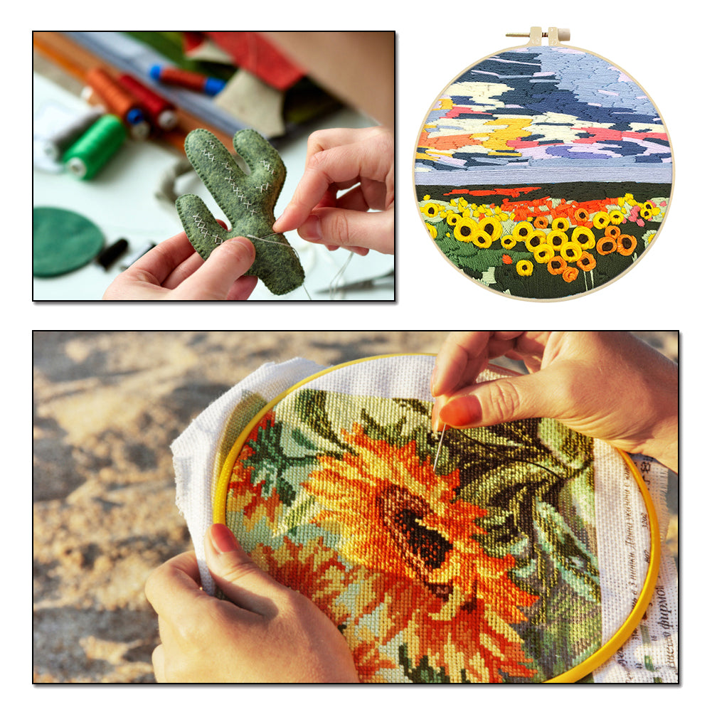 Pleasant Weather - DIY Embroidery Cross Stitch Kit with Pattern Cotton Threads Needles Hoop 30x30CM/11.81x11.81in