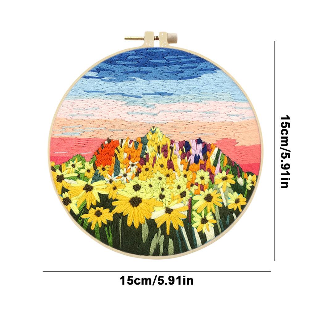 Harvest In Autumn - DIY Embroidery Cross Stitch Kit with Pattern Cotton Threads Needles Hoop 30x30CM/11.81x11.81in