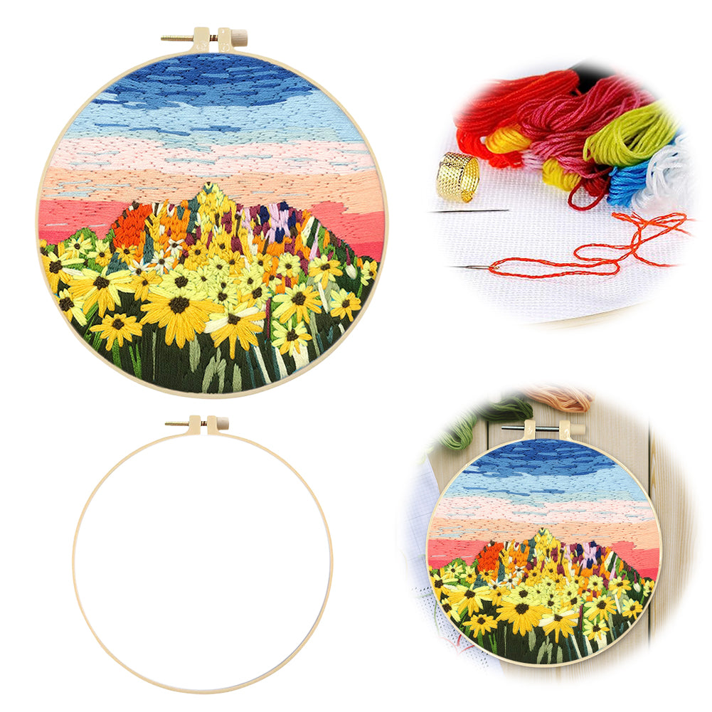 Harvest In Autumn - DIY Embroidery Cross Stitch Kit with Pattern Cotton Threads Needles Hoop 30x30CM/11.81x11.81in