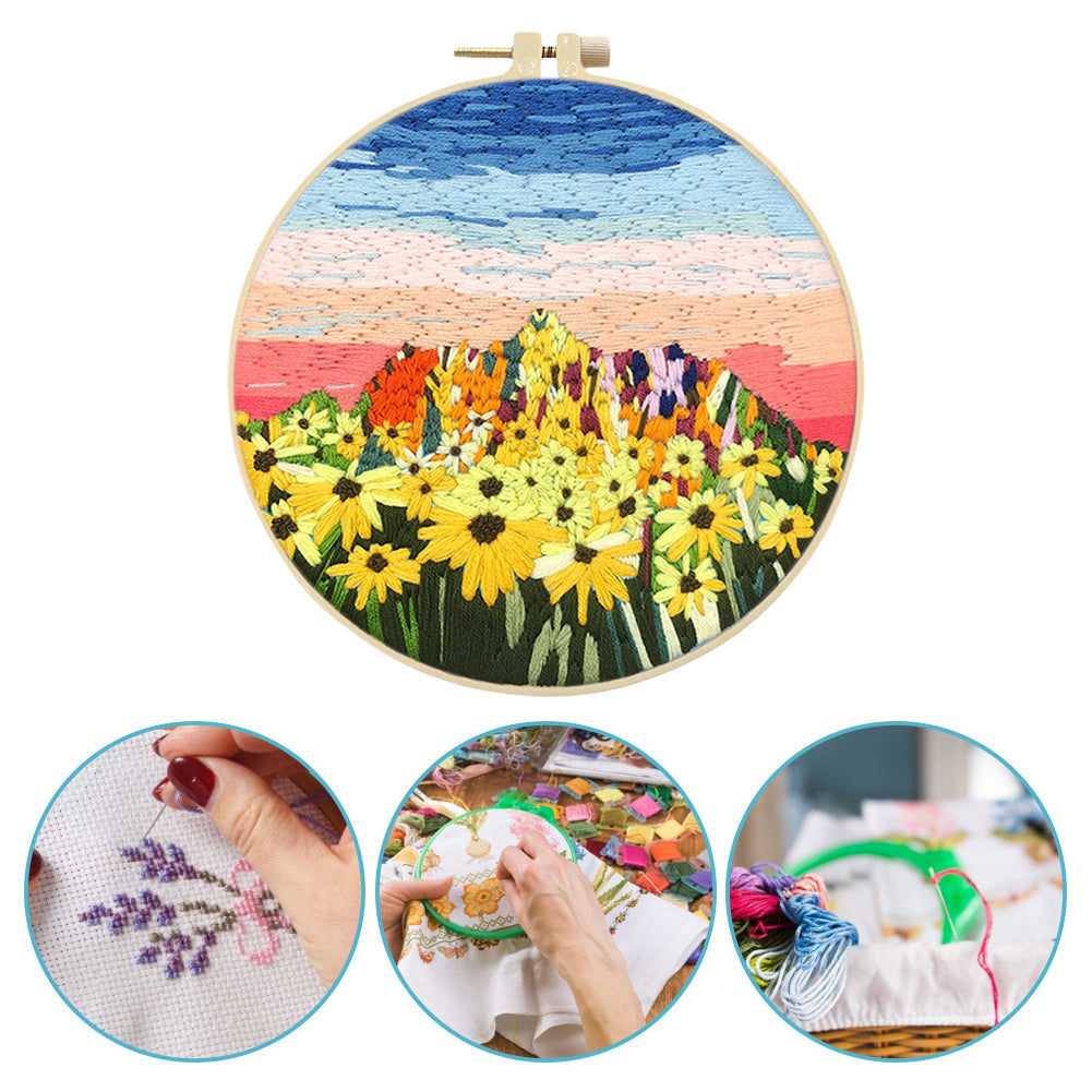 Harvest In Autumn - DIY Embroidery Cross Stitch Kit with Pattern Cotton Threads Needles Hoop 30x30CM/11.81x11.81in