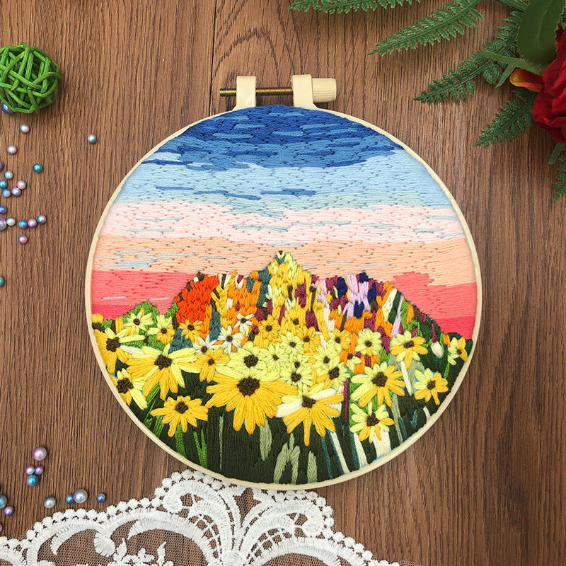 Harvest In Autumn - DIY Embroidery Cross Stitch Kit with Pattern Cotton Threads Needles Hoop 30x30CM/11.81x11.81in