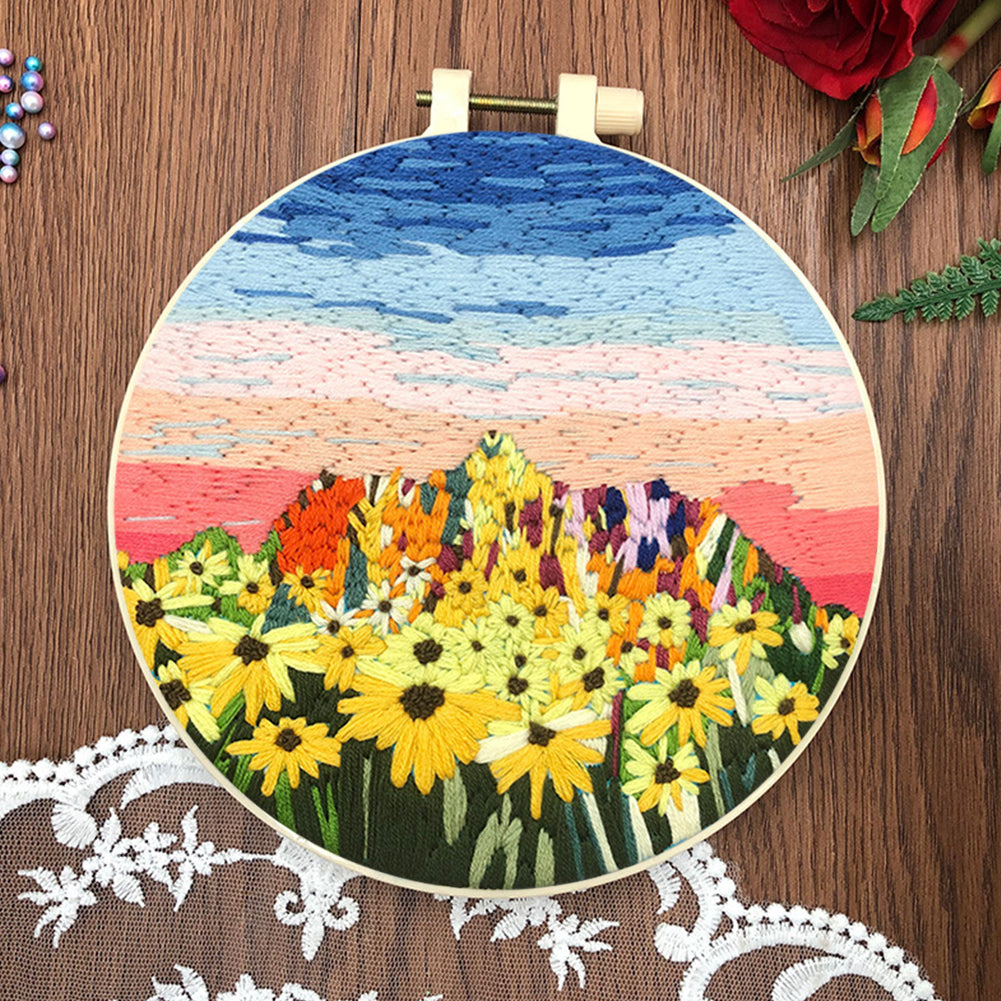 Harvest In Autumn - DIY Embroidery Cross Stitch Kit with Pattern Cotton Threads Needles Hoop 30x30CM/11.81x11.81in
