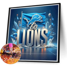 Load image into Gallery viewer, Detroit Lions Team Flag 40*40CM(Canvas) Full Round Drill Diamond Painting
