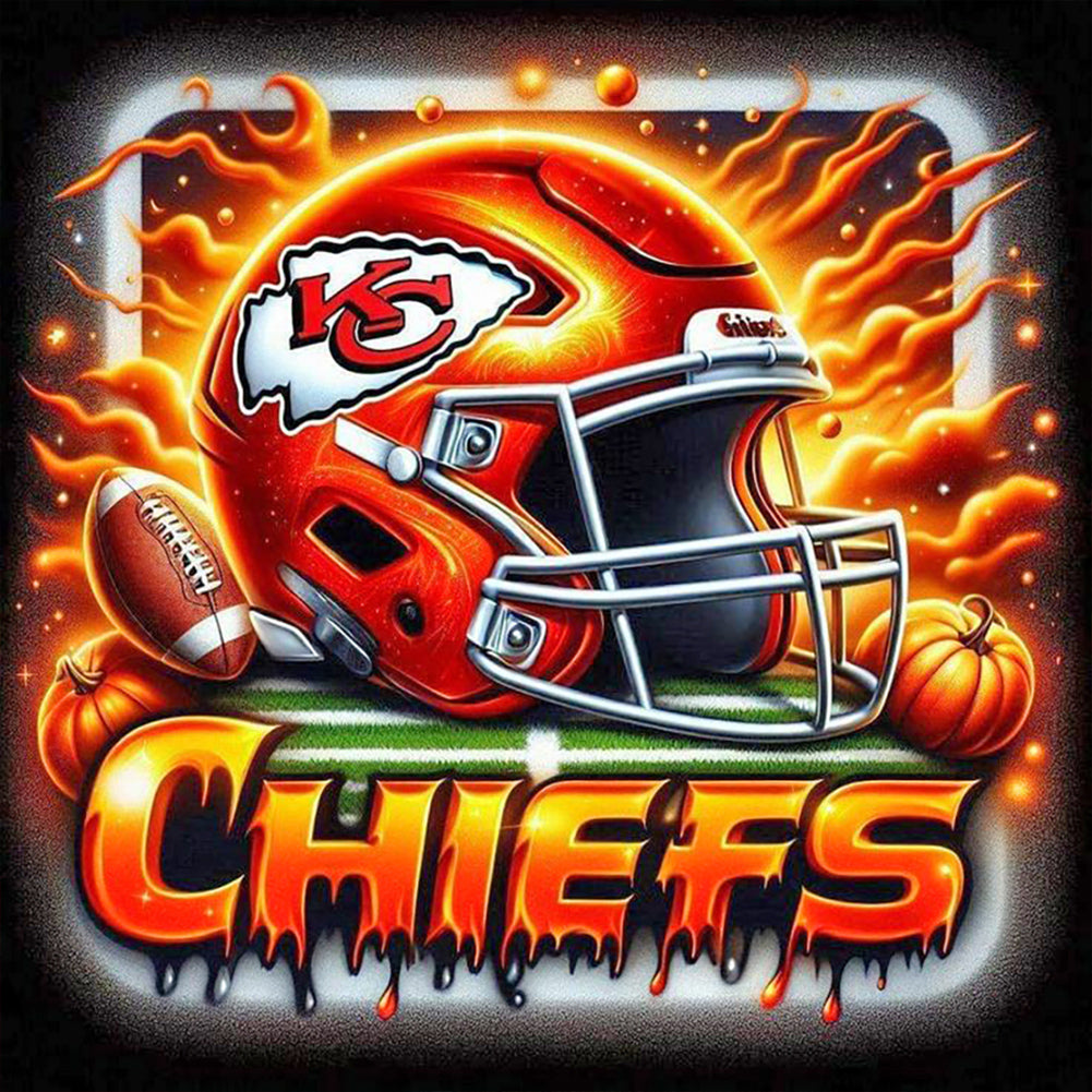 Kansas City Chiefs Helmet 40*40CM(Canvas) Full Round Drill Diamond Painting