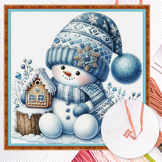 Snowman - Full 11CT Counted Cross Stitch 40x40CM - Yishu