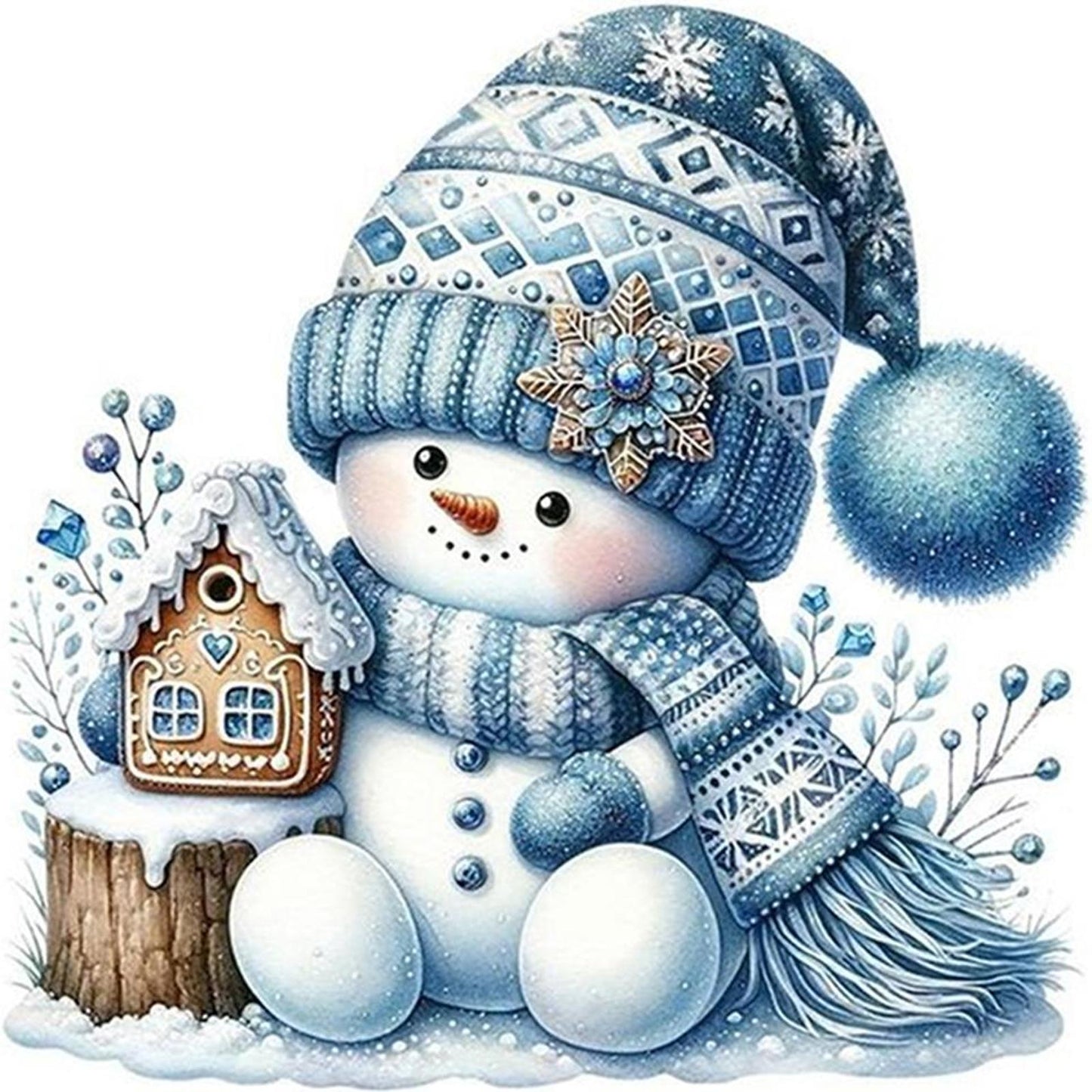 Snowman - Full 11CT Counted Cross Stitch 40x40CM - Yishu