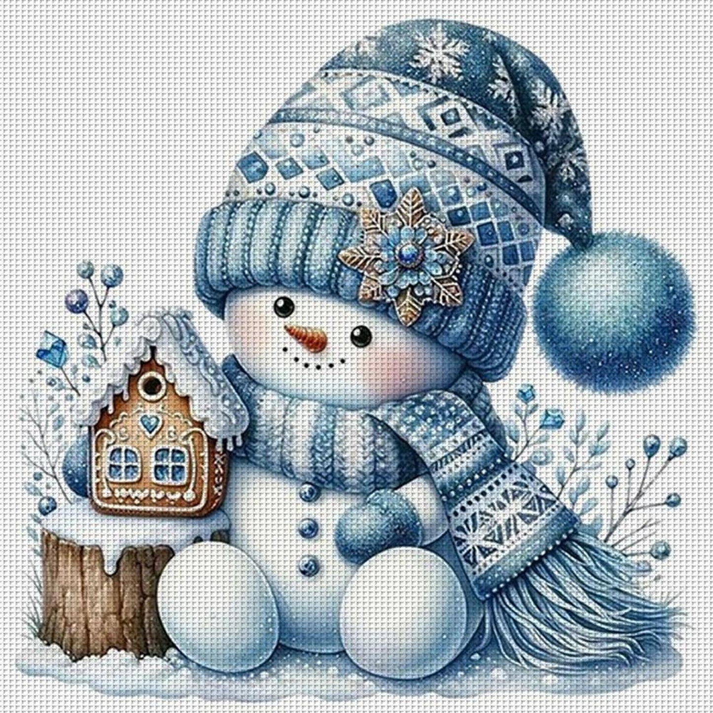 Snowman - Full 11CT Counted Cross Stitch 40x40CM - Yishu