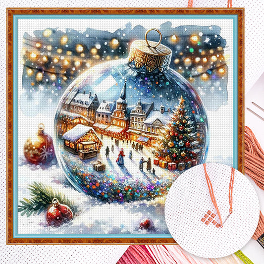 Christmas Snow Scenery - Full 11CT Counted Cross Stitch 40x40CM - Yishu