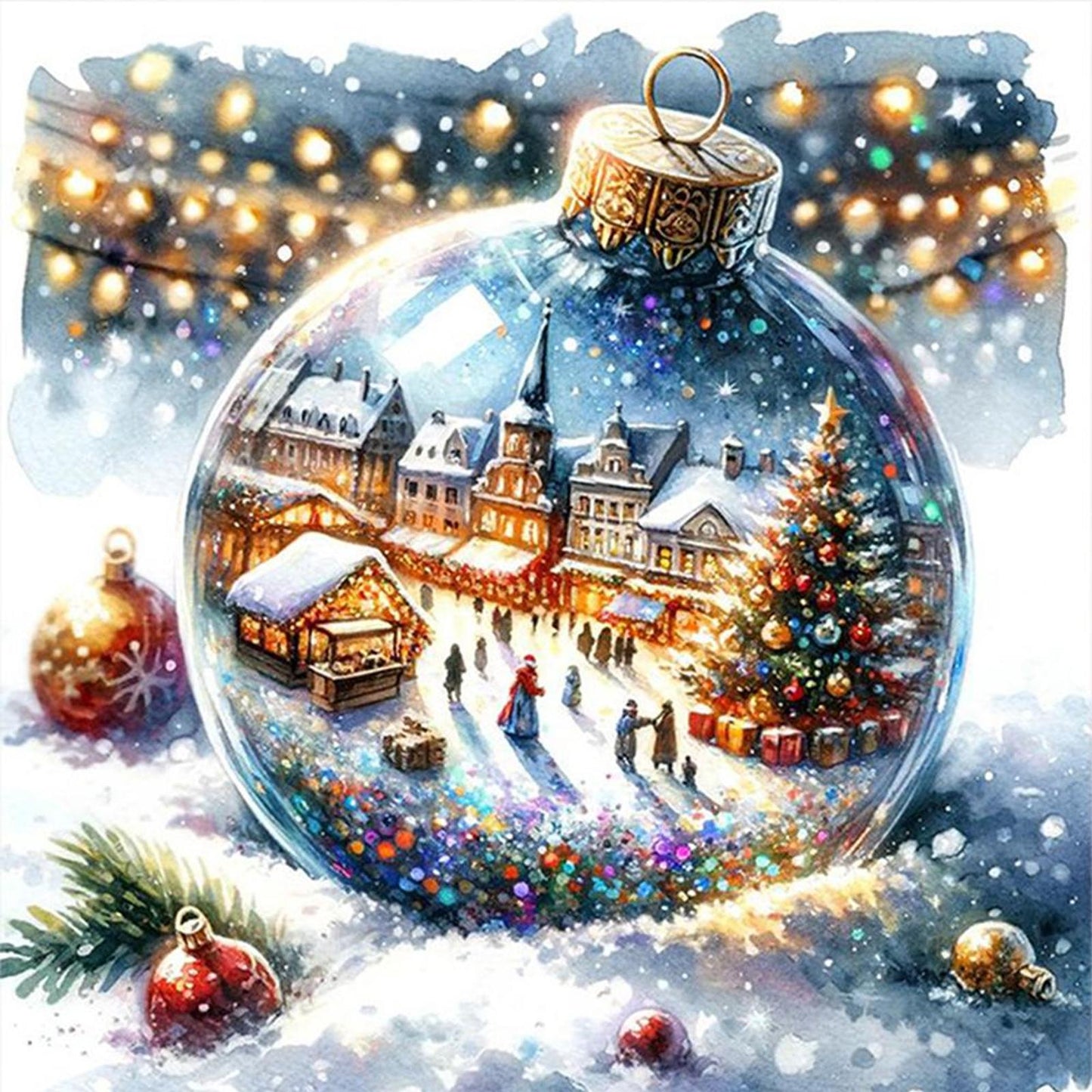 Christmas Snow Scenery - Full 11CT Counted Cross Stitch 40x40CM - Yishu