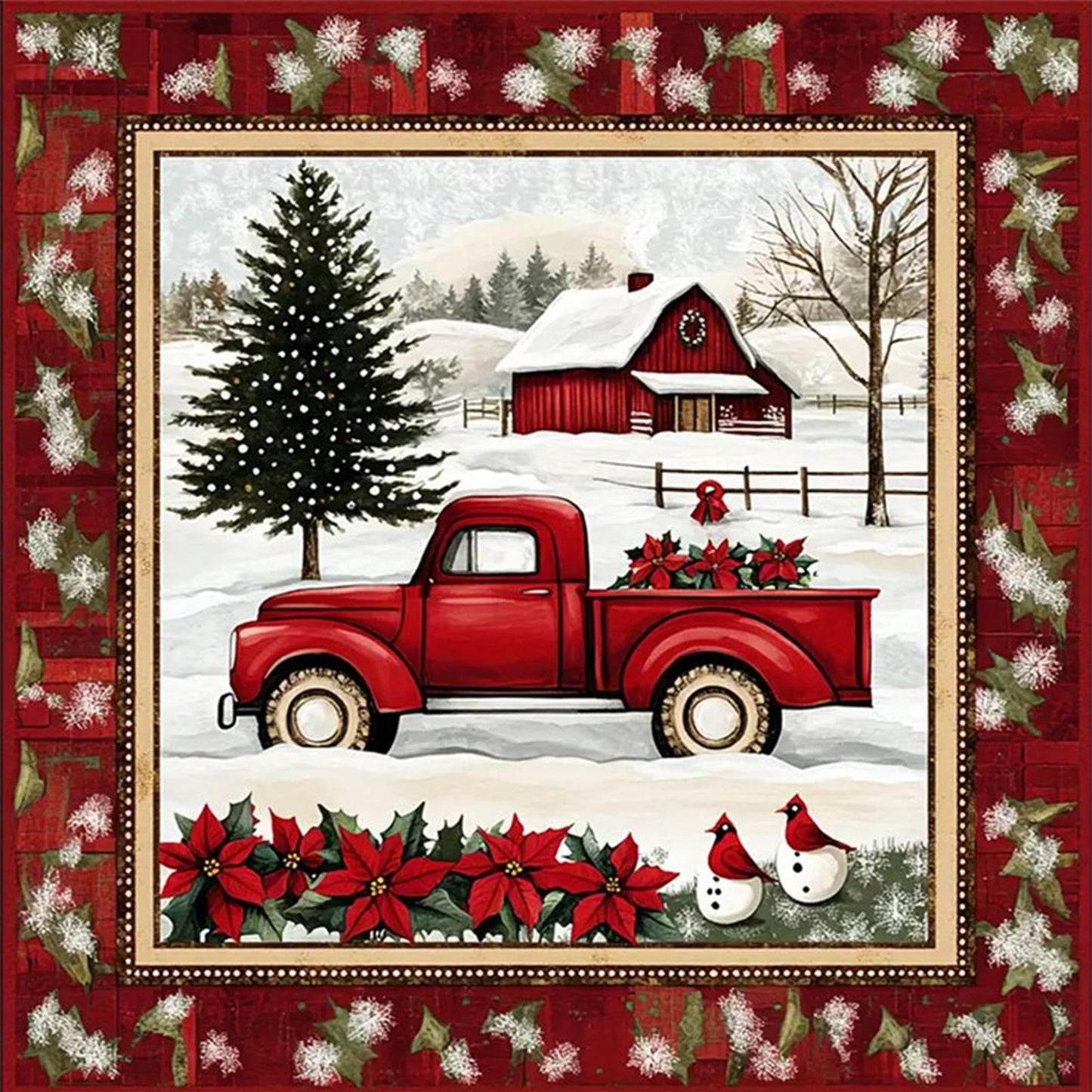 Christmas Truck - Full 11CT Counted Cross Stitch 40x40CM - Yishu