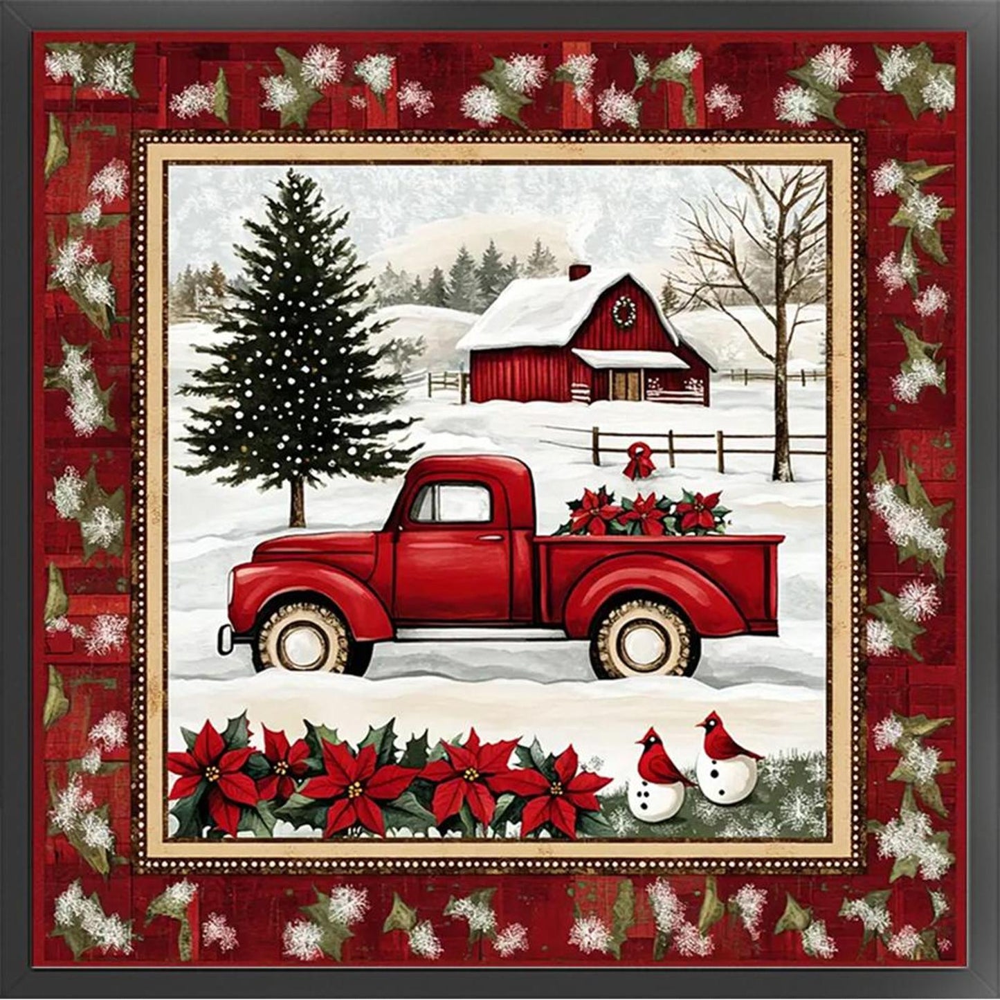 Christmas Truck - Full 11CT Counted Cross Stitch 40x40CM - Yishu