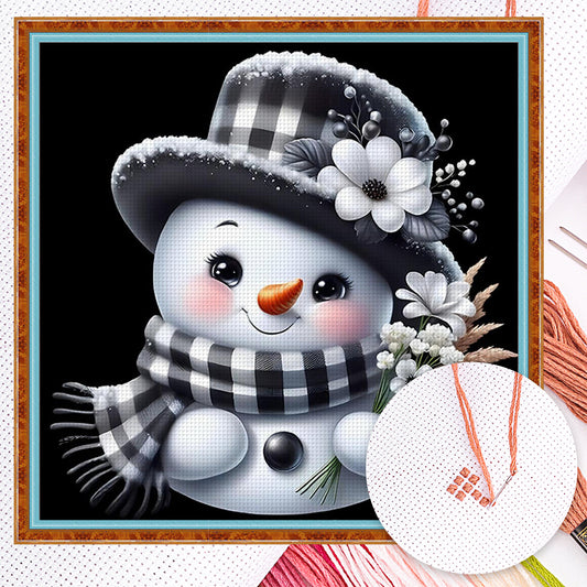 Cute Snowman - Full 11CT Counted Cross Stitch 45x45CM - Yishu