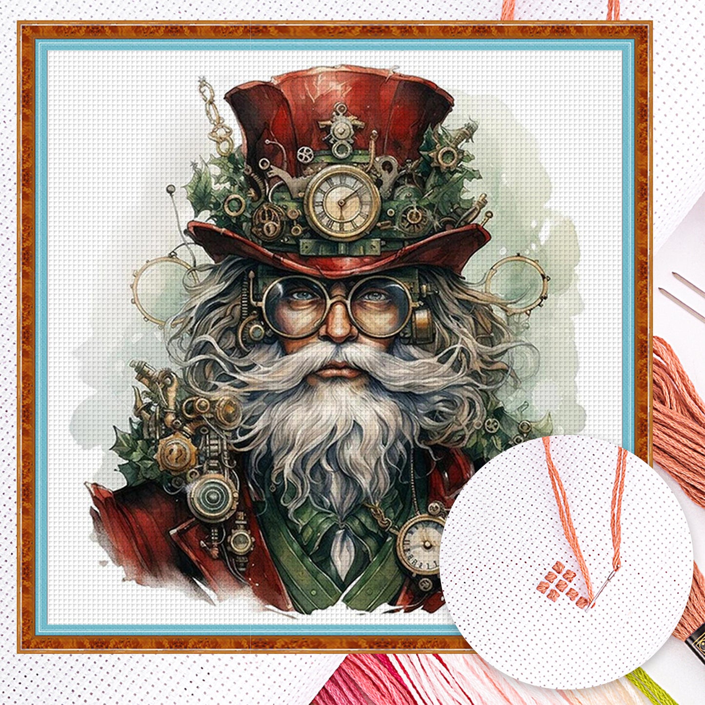 Steampunk Old Man - Full 11CT Counted Cross Stitch 50x50CM - Yishu