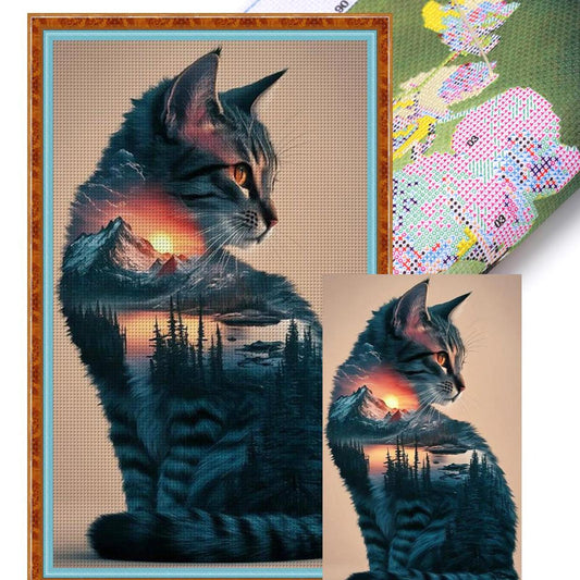 Cat Silhouette - Full 11CT Counted Cross Stitch 40x65CM - Yishu
