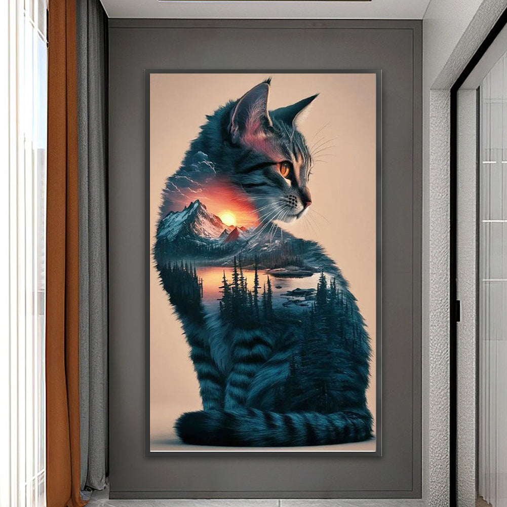 Cat Silhouette - Full 11CT Counted Cross Stitch 40x65CM - Yishu