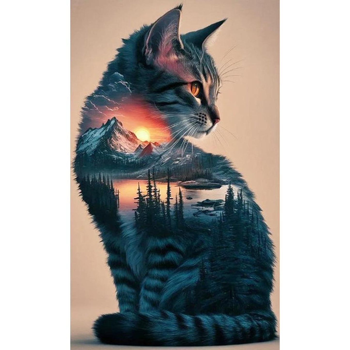 Cat Silhouette - Full 11CT Counted Cross Stitch 40x65CM - Yishu