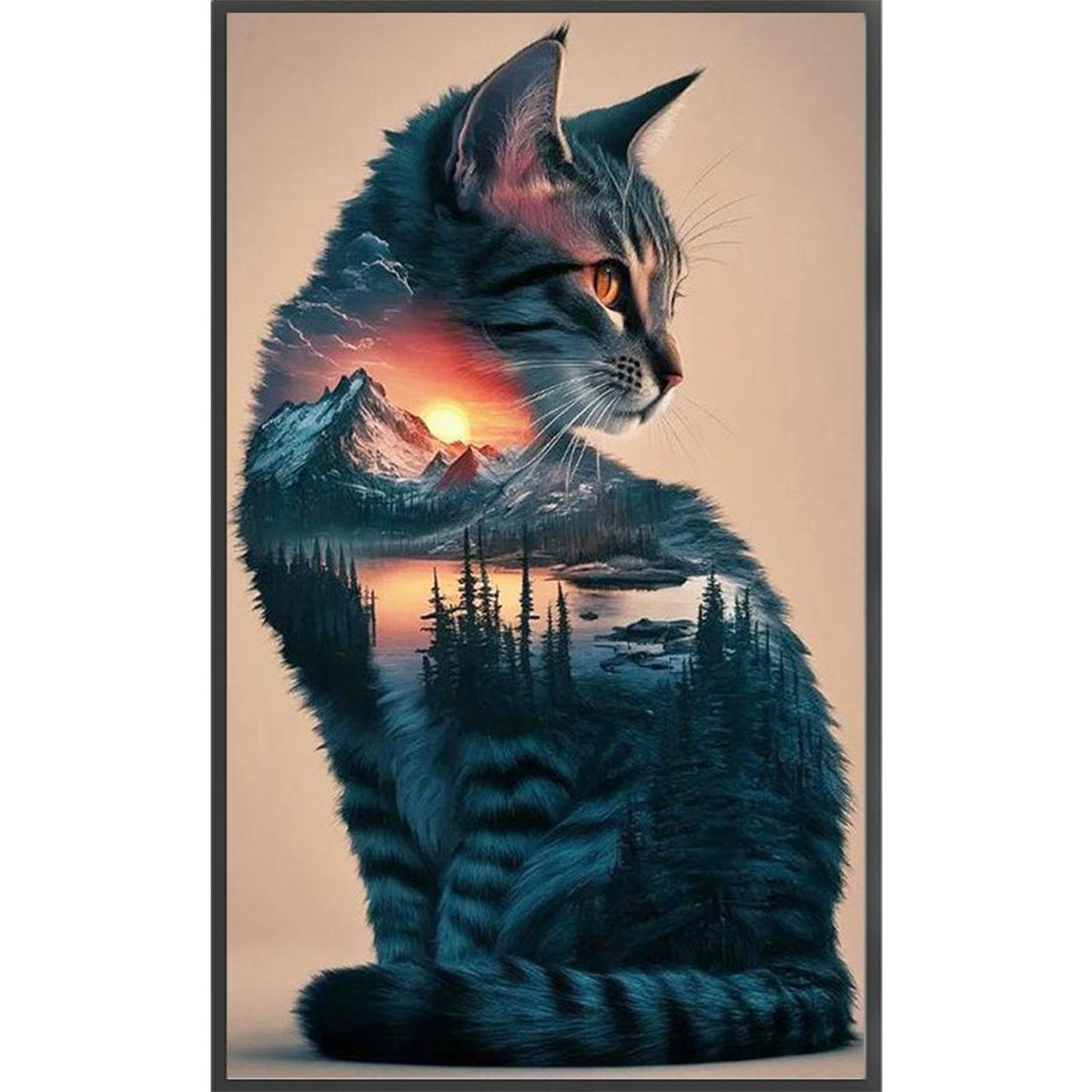 Cat Silhouette - Full 11CT Counted Cross Stitch 40x65CM - Yishu