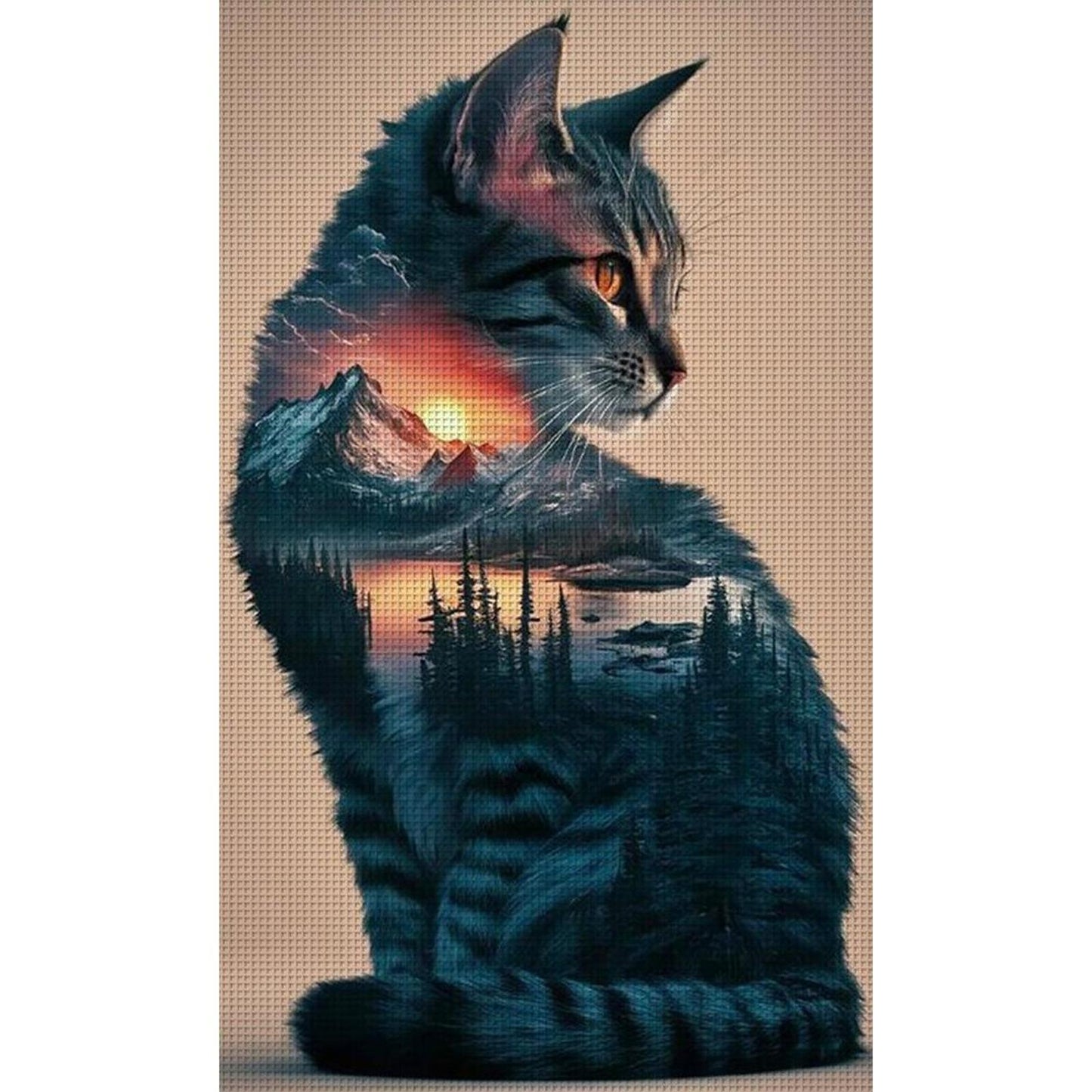 Cat Silhouette - Full 11CT Counted Cross Stitch 40x65CM - Yishu