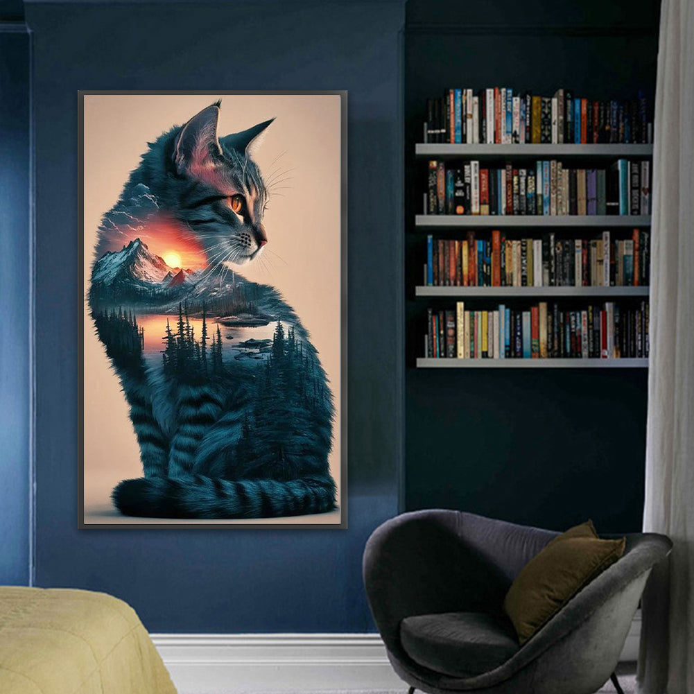 Cat Silhouette - Full 11CT Counted Cross Stitch 40x65CM - Yishu