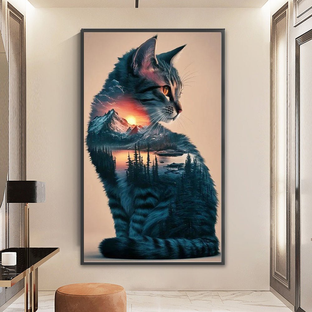 Cat Silhouette - Full 11CT Counted Cross Stitch 40x65CM - Yishu