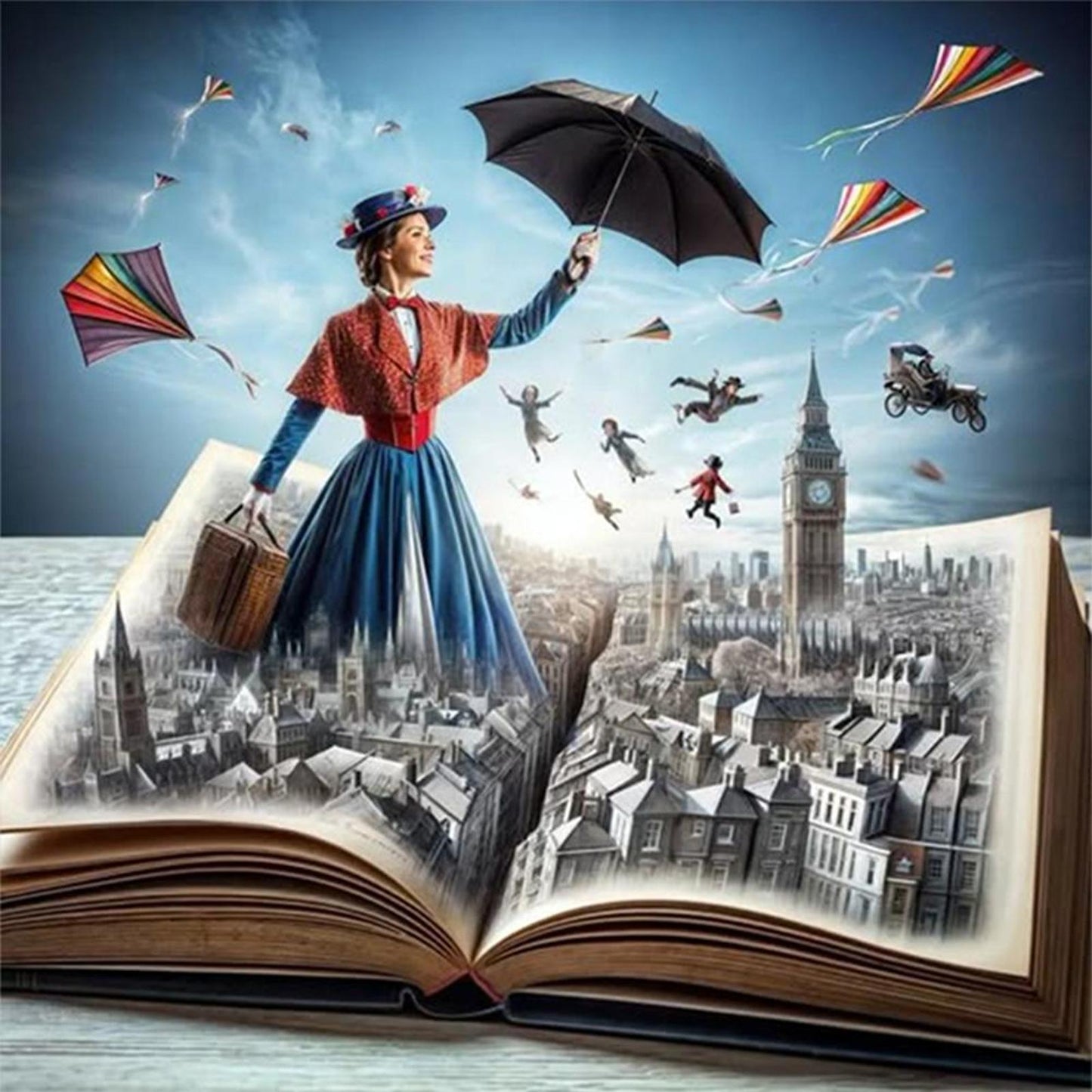 Fairy Tale World In Books - Full 11CT Counted Cross Stitch 50x50CM - Huacan